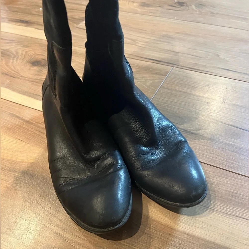 Sam Edelman Pembrooke Tall Riding Boots Black Leather Suede Back Zip Women’s 8